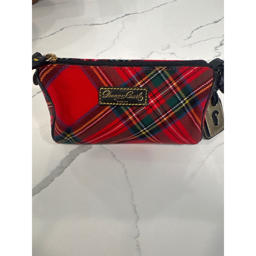 Dooney & Bourke Red Plaid Tartan Small Shoulder Bag Pouch Duck Tag